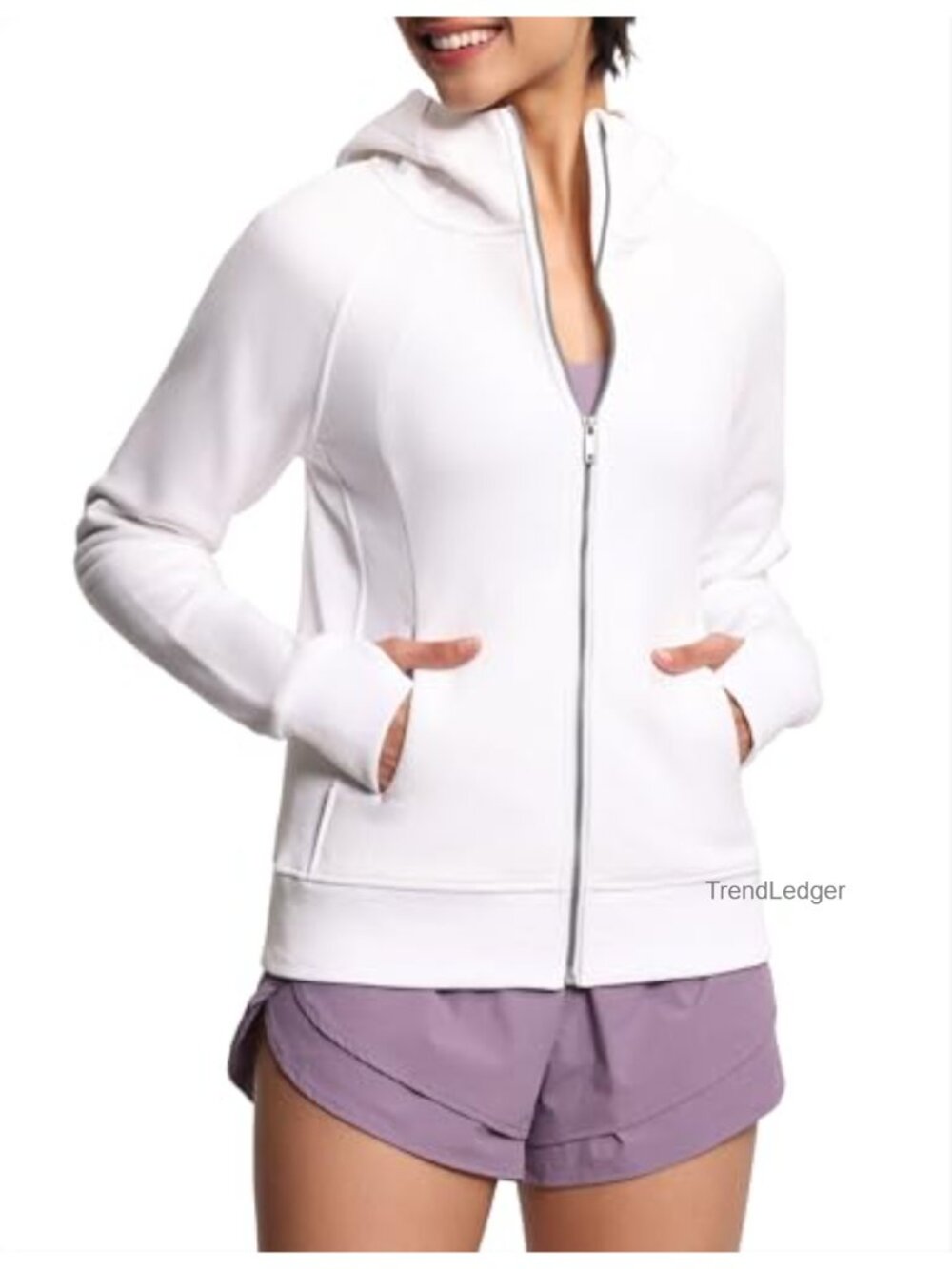 Women's Full Zip Fleece Hoodie Cotton Polyester Workout Jacket
